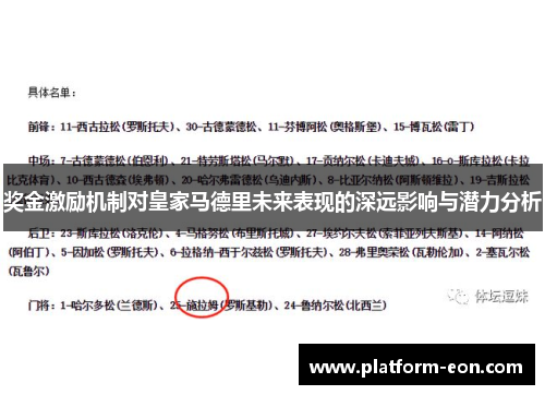 奖金激励机制对皇家马德里未来表现的深远影响与潜力分析